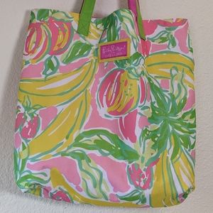Estee Lauder x Lilly Pulitzer Tropical Print Pink Green Yellow Tote Bag